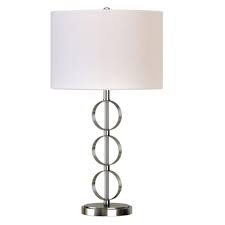 Hampton Bay 26 In Brushed Nickel Stacked Circles Table Lamp Table Lamp Metal Table Lamps Circle Table