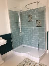 Having a small bathroom can be challenging. Tileflair On Twitter We Love This Customer Photo Of Their Stylish Blue Themed Bathroom Using The Patterned Bordeaux Chartres Tiles In The Shower Niche As Well As On The Floor Is A Nice