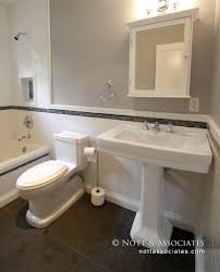 pedestal sink, glass mosaic tile