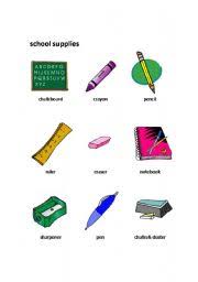 English Worksheets School Supplies