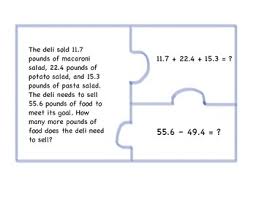 Two Step Word Problems With Decimals Puzzle Pieces Word Problems Decimal Puzzle Words