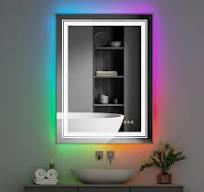 RGB Bathroom Mirror - Touch Control, RGB Lights & Double Lights, Plug-in