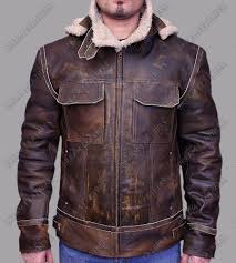 Mens Vintage Distressed Aviator Shearling Fur Hooded Real Leather Winter Jacket Handmade Basicjacket Leather Jacket Real Leather Jacket Leather Jacket Men