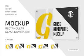 Add value through professional visual effects and make a lasting impression to viewers with motionelements' royalty free after effects templates. Rectangular Glass Nameplate Mockup Set In Product Mockups On Yellow Images Creative Store