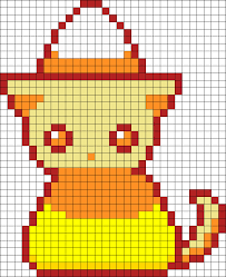 Kawaii Perler Bead Ideas Cute Candy Corn Kitty Perler Bead Pattern Bead Sprite Pixel Art Pattern Pixel Art Grid Pixel Art Templates