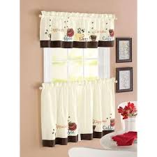Coffee Espresso Latte Cafe Ivory Brown Kitchen Curtains Tiers Valance Set Cortinas Para Cocina Cortinas Cortinas De Ventana De Cocina