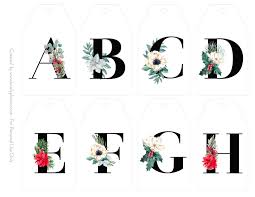 You can use the spacer (the pennant with only flowers) as a decorative backing for your letter and number pennants. Free Printable Christmas Initial Gift Tags With Floral Alphabet Lovely Planner