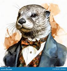 Handsome Otter in Bow Tie: Speedpainting with Historical Illustration Style  Stock Illustration - Illustration of speedpainting, historical: 307302438