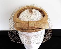 Vintage Ladies Hat Gold Hat Veil Netting Hat Gold Halo Etsy Hats For Women Vintage Ladies Gold Hats