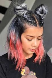 One of the most common punk hairstyles is the mohawk, though this has different variations. Layered Shoulder Length Hair With Space Buns Pictu Hairs London