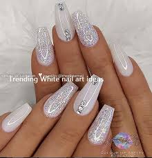 30 Simple Trending White Nail Design Ideas Nails White Nail Designs Blue Acrylic Nails Coffin Nails Designs