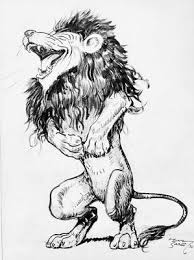 Lion standing on hind legs. Drawing Skill Lion Legs Drawing