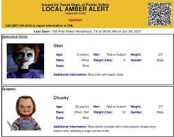 It originated in the united states in 1996. Not Child S Play Chucky Doll Featured In Errant Amber Alert