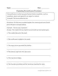 Explaining Personification Worksheet Language Worksheets Figurative Language Worksheet Figurative Language