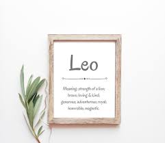 Leo Baby Name Meaning Baby Names Nursery Sign Boy Names Etsy
