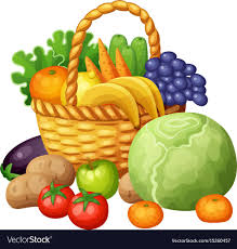 Fruits And Vegetables In The Basket Cartoon Vector Illustration Isolated On White Background Download Vegetable Cartoon Fruit Art Drawings Fruit Illustration