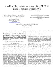 Carlo molfese e' un attore italiano. Pdf Marstem The Temperature Sensor Of The Dreams Package Onboard Exomars2016