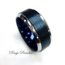 Wedding Bands Blue Rings His And Her Engagement Rings Blue Tungsten Ring Men Women Tungsten Rings Wedding Rings By Rings Paradise In 2021 Blue Tungsten Ring Womens Tungsten Rings His And