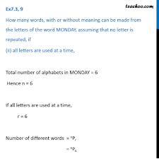 Ae, as, at, ate, ates,. Ex 7 3 9 How Many Words Can Be Made From Monday Class 11