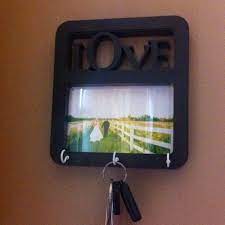 Key Rack Made Using A 3 Picture Frame From Walmart And Little Hooks Makes A Under 5 Key Holder 3 Picture Frame Diy Crafts Diy