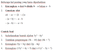 Aljabar merupakan bahasa simbol dan relasi. Pengurangan Bentuk Aljabar Matematika Kelas 7 Media Pembelajaran Online Guru Spensaka Smpn1kalimanah