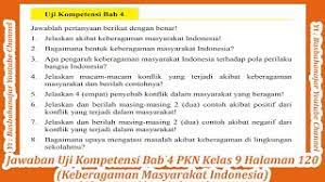 Uji kompetensi k4t3s1ppkn kelas 4 tema 8 subtema 1 ppkn. Jawaban Uji Kompetensi Bab 4 Pkn Kelas 9 Halaman 120 Keberagaman Masyarakat Indonesia Youtube
