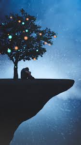 Lonely moon other anime background wallpapers on desktop nexus. Wallpaper Silhouette Tree Cliff Loneliness Sadness Grustnye Oboi Na Telefon 938x1668 Wallpaper Teahub Io