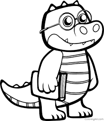This coloring is very simple and at the same time beautiful, and great for children. Baby Crocodile With Glasses Coloring Page Coloringall