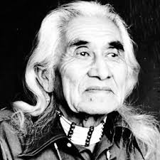 Chief Hlengwah (aka Jim Lagaxnits) in Kitwanga village, in northwestern  British Columbia