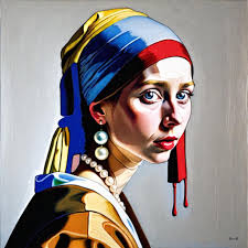 Girl With a Pearl earring in style of wayne thiebaud