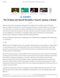 Per il clone del David Nardella e Sacchi volano a Dubai
