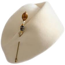 Halston Vintage Wool Pillbox Hat With Beaded Stick Pin 1960s Halston Vintage Vintage Wool Pillbox Hat