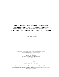 Check spelling or type a new query. Pdf French Language Maintenance In Ontario Canada A Sociolinguistic Portrait Of The Community Of Hearst
