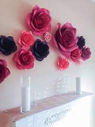 These giant paper flowers made from thin chart paper and normal white gluefevicol are amazingly sturdy ! Luxury Paper Flowers Paper Flowers Wedding Decorations Paper Flowers Wall Decor Large Paper Flowers Paper Flower Wall Paper Flower Wall Decor Paper Flowers Large Paper Flowers