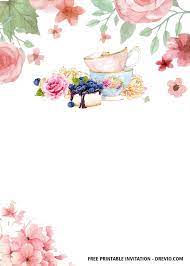 Free Floral Tea Party Invitation Templates Drevio In 2020 Tea Party Invitations Party Invite Template Tea Party