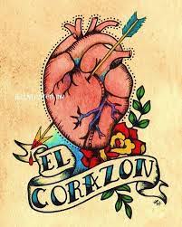 Old School Tattoo Heart El Corazon Loteria Print 5 X 7 8 X 10 Or 11 X 14 Old School Tattoo Designs Anatomical Heart Tattoo Vintage Tattoo