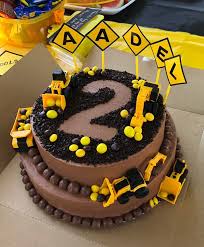 2nd Birthday Boy Cake Images For Kids Baked Construction Cake At My Son Bday Boy Birthday Cake Construction Cake Construction Birthday Cake