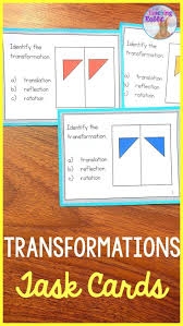 Transformations Task Cards With Images Math Activities Elementary Reflection Math Transformations Math