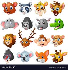 Illustration Of Cartoon Animal Head Collection Set Download A Free Preview Or High Quality Adobe Illustrator Cartoon Animals Cute Animal Drawings Cute Animals