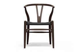 Wishbone baxton studio dining chair wish products christmas tree accessories. Mid Century Modern Wishbone Chair Brown Wood Y Chair With Black Seat English Elm