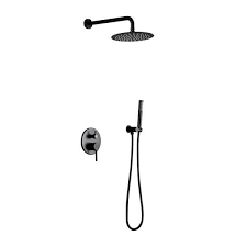 Boyel Living 1 Spray Patterns 1 8 Gpm 10 In Dual Shower Head And Handheld Shower Head With Body Spray In Matte Black Rb0731 The Home Depot Shower Systems Shower Heads Handheld Shower Head
