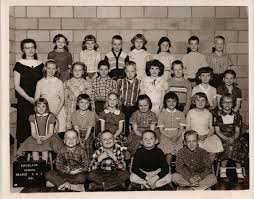 Ridgeland School 1961, Grades 2 & 3 Front, L-R: Dave Olson, Roger Link,  David Shipley, Randy Skjerly; second row, L-R: Vickie Flug, Rita Khal,  Brenda Teitz, Cindy Neilson, Debbie Keilholtz, Marcia Lynch,