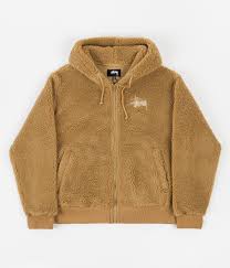 Stussy Sherpa Zip Hoodie - Brown | Flatspot