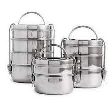 runder edelstahl tiffin box indische lunchbox picnic grill 2 oder 3 oder 4 tier lunchboxen aufbewahrung kuche kochen und geniessen