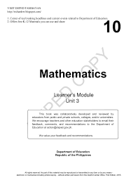 Understand and use different models of multiplication; Math Learners Material Grade 10 Quarter 3