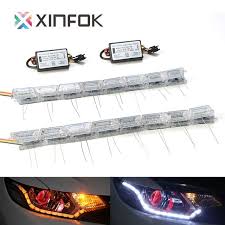 Sequential Flow Style Car Flexible White Amber Switchback Led Drl Daytime Running Light With Turn Signal Lights 201 Running Lights Signal Light Audi Car Models