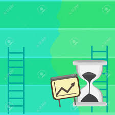 Successful Growth Chart With Arrow Going Up And Hourglass With