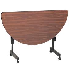 Correll Econoline Mobile Half Round Flip Top Table 24 X 48 Adjustable Height Melamine Top Walnut Ft2448mr Flip Top Table Half Round Table Folding Table