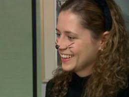 Pam As A Cat The Office Season 2 Halloween The Costumes Were Actually More Believable As The Office Seasons Halloween Office Party Office Birthday Party