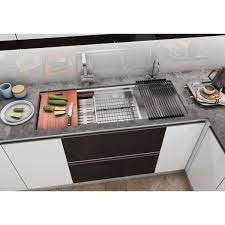 Save $ 77.25 (25 %) limit 5 per order. All In One Workstation 48 In 16 Gauge Undermount Double Bowl Stainless Steel Kitchen Sink W